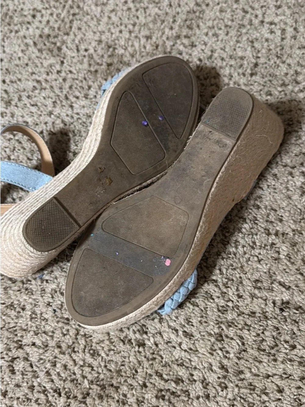 LC Lauren Conrad Light Blue Braided Espadrille Wedge Sandals
